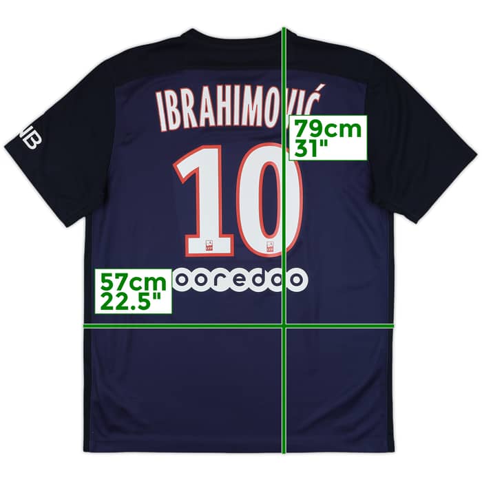 2015-16 Paris Saint-Germain Home Shirt Ibrahimovic #10 - 8/10 - (L)