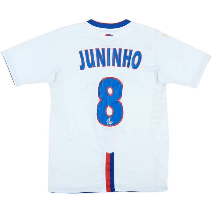 2004-05 Lyon Signed Home Shirt Juninho #8 - 5/10 - (XL.Boys)