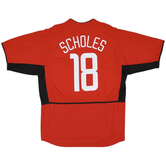2002-04 Manchester United Home Shirt Scholes #18 - 8/10 - (XL)