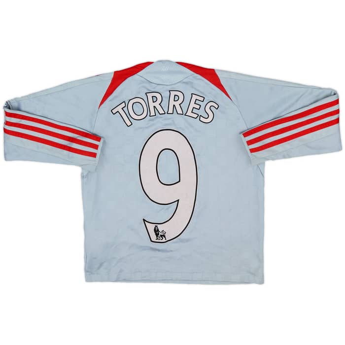 2008-09 Liverpool Away L/S Shirt & Shorts Torres #9 - 6/10 - (S.Boys)