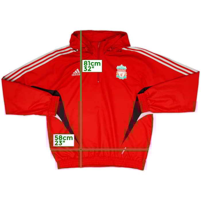 2008-09 Liverpool adidas 1/4 Zip Hooded Rain Jacket - 8/10 - (L)