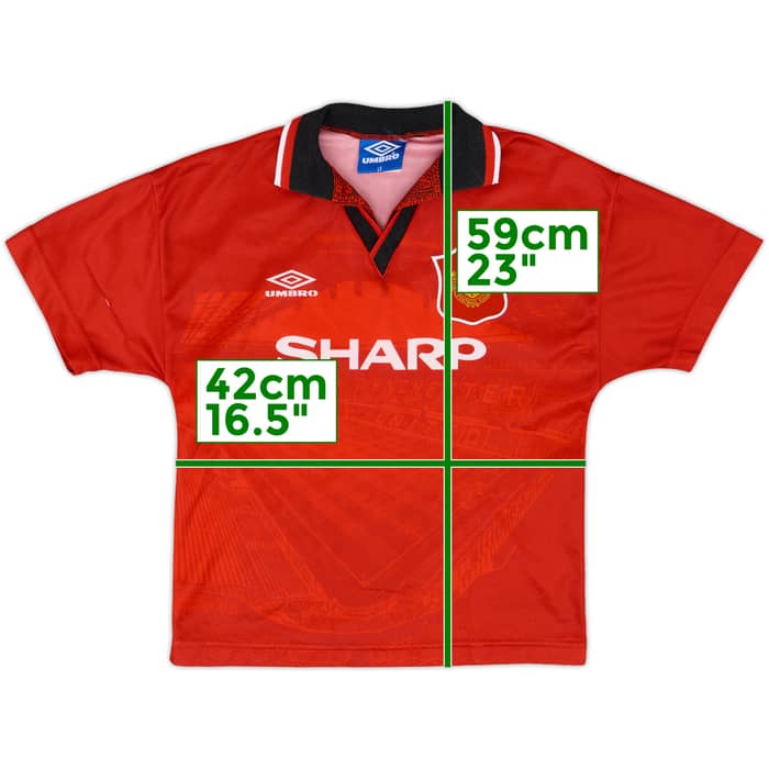 1994-96 Manchester United Home Shirt - 8/10 - (L.Boys)