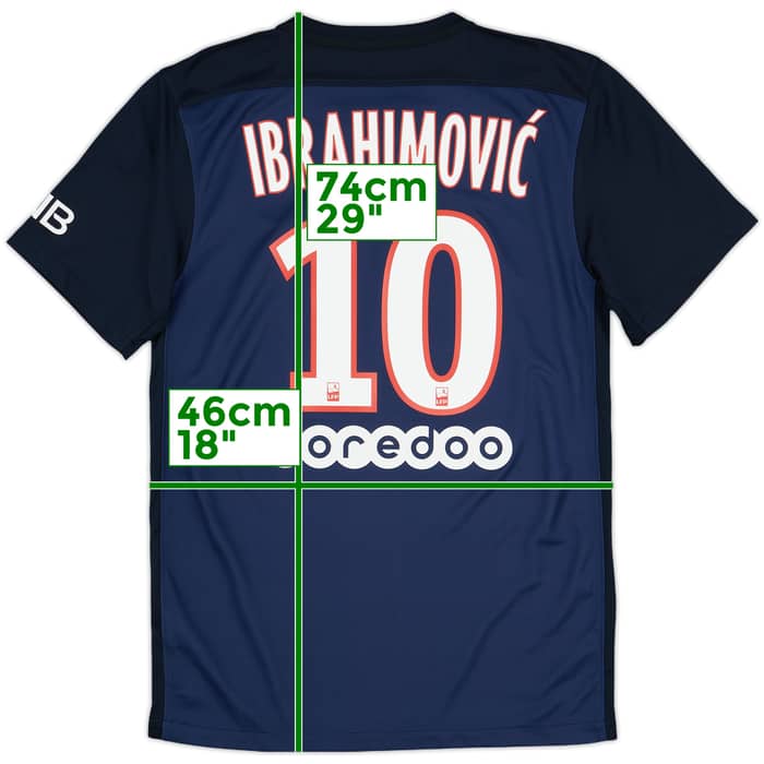 2015-16 Paris Saint-Germain Home Shirt Ibrahimovic #10 - 10/10 - (S)