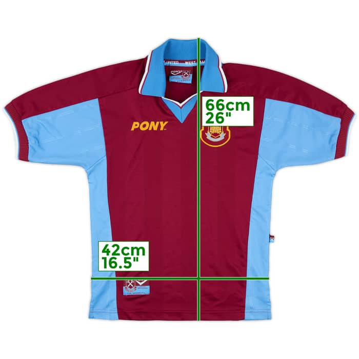 1997-98 West Ham Home Shirt - 9/10 - (L.Boys)