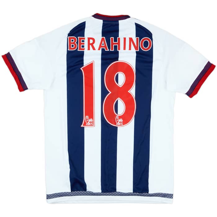 2015-16 West Brom Match Issue Squad Signed FA Cup Home Shirt Berahino #18