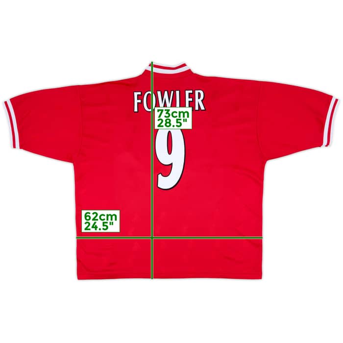 1996-98 Liverpool Home Shirt Fowler #9 - 9/10 - (XXL)