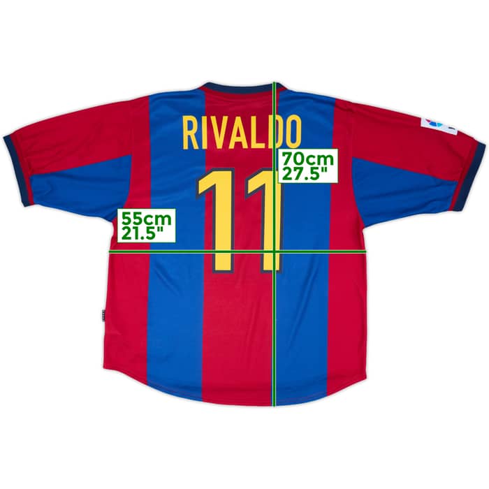 1998-00 Barcelona Home Shirt Rivaldo #11 - 9/10 - (XL)