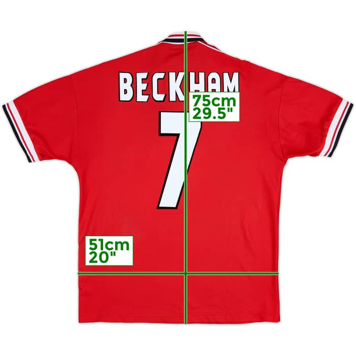 1998-00 Manchester United Home Shirt Beckham #7 - 8/10 - (L)