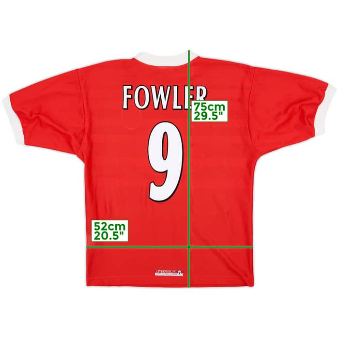 1998-00 Liverpool Home Shirt Fowler #9 - 6/10 - (M)