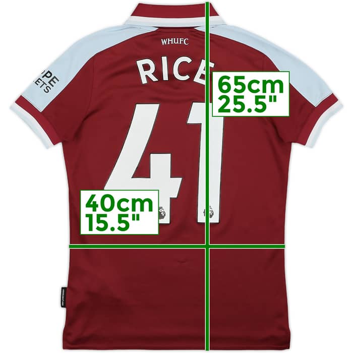 2021-22 West Ham Home Shirt Rice #41 - 6/10 - (L.Boys)