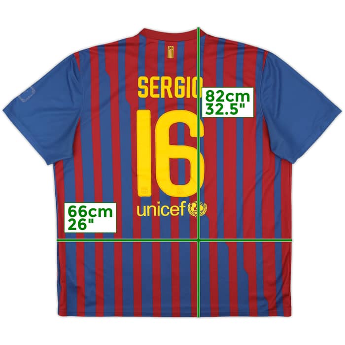 2011-12 Barcelona Basic Home Shirt Sergio #16 - 6/10 - (XXL)