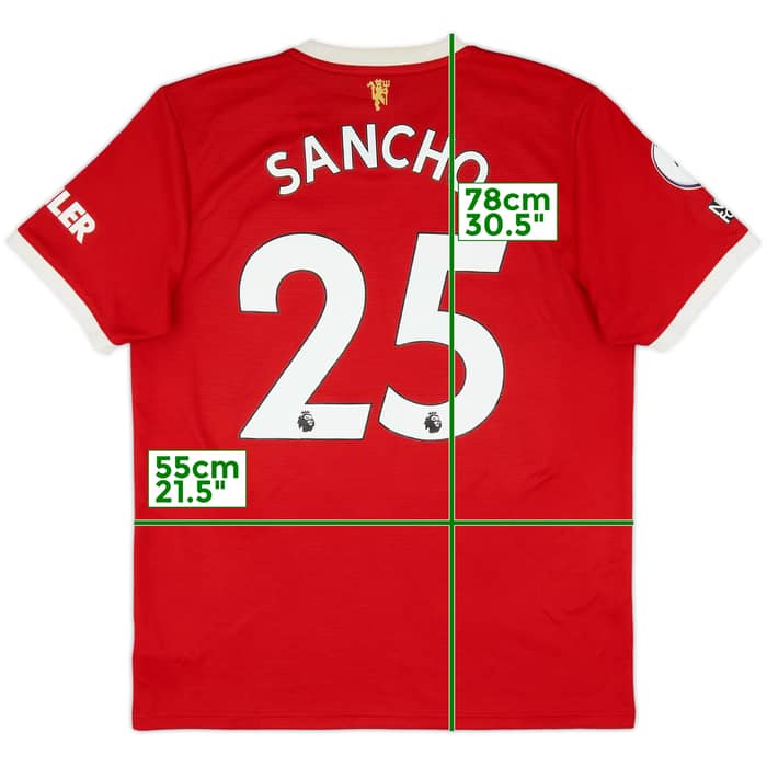 2021-22 Manchester United Home Shirt Sancho #25 - 9/10 - (L)