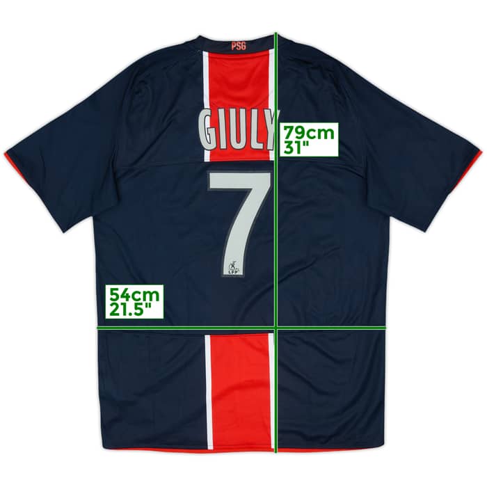 2008-09 Paris Saint-Germain Home Shirt Giuly #7 - 9/10 - (M)