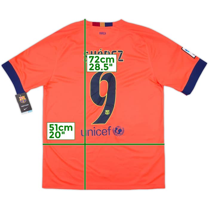 2014-15 Barcelona Away Shirt Suarez #9 (L)