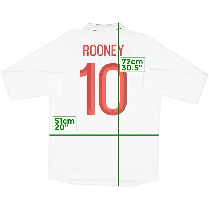 2012-13 England Home L/S Shirt Rooney #10 (L)
