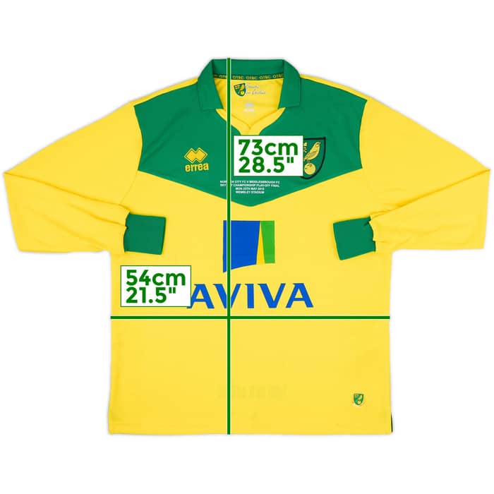 2014-15 Norwich Championship Play off Final Home L/S Shirt - 9/10 - (M)