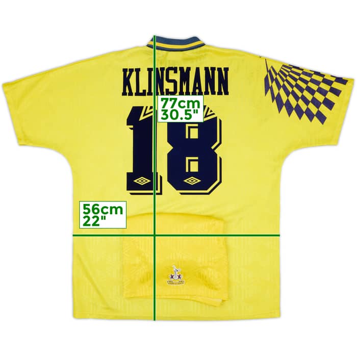 1991-95 Tottenham Away Shirt & Shorts Klinsmann #18 - 8/10 - (L)