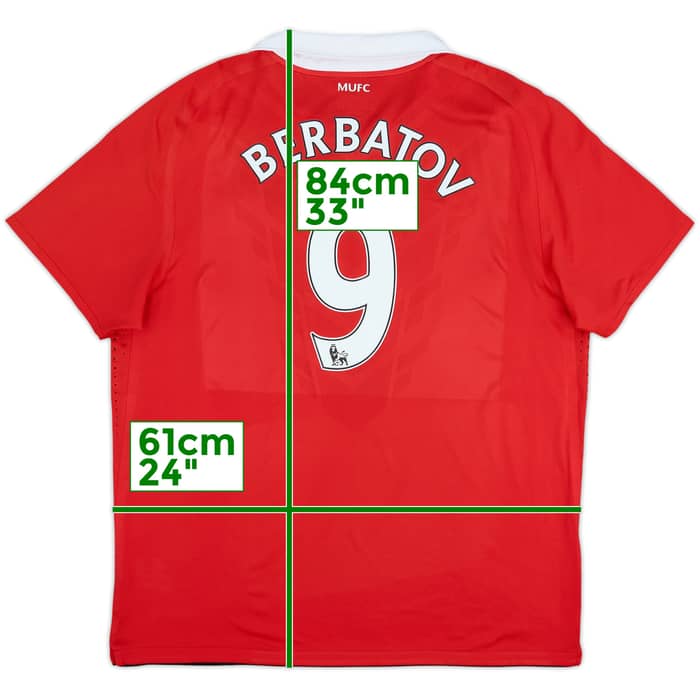 Camiseta de local versión jugador del Manchester United 2010-11 Berbatov #9 - 8/10 - (XXL)