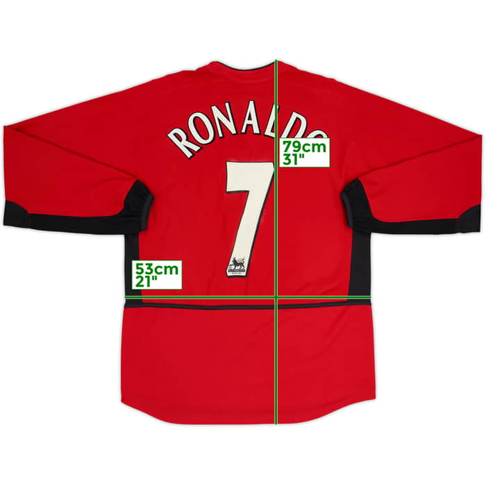 Camiseta de local de manga larga del Manchester United 2002-04 Ronaldo #7 - 6/10 - (M)