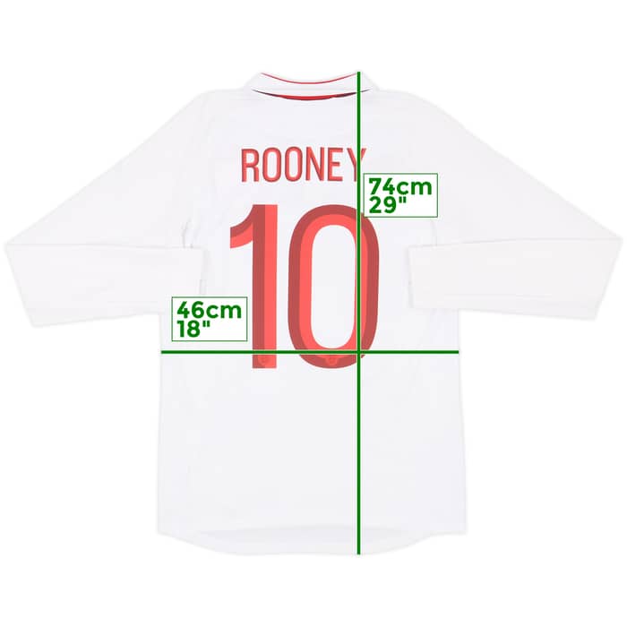 2012-13 England Home L/S Shirt Rooney #10 - 9/10 - (S)