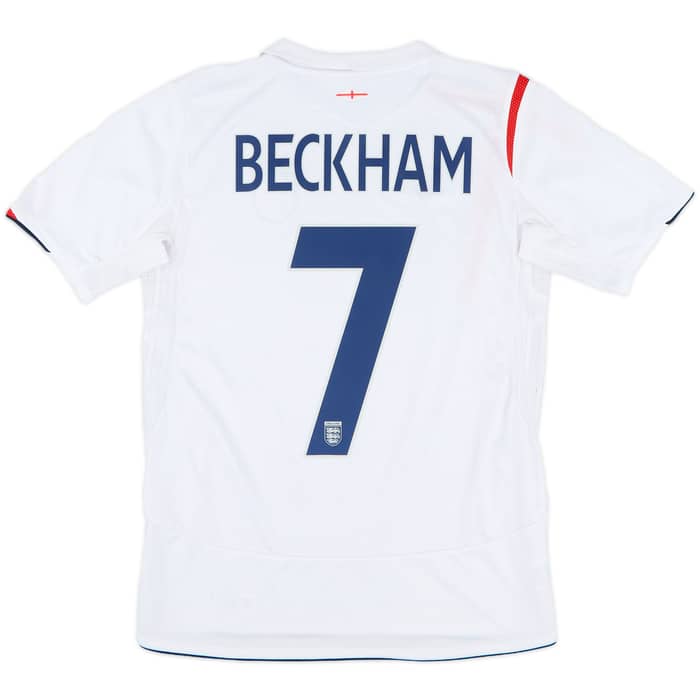 2005-07 England Home Shirt Beckham #7 - 8/10 - (XL.Boys)