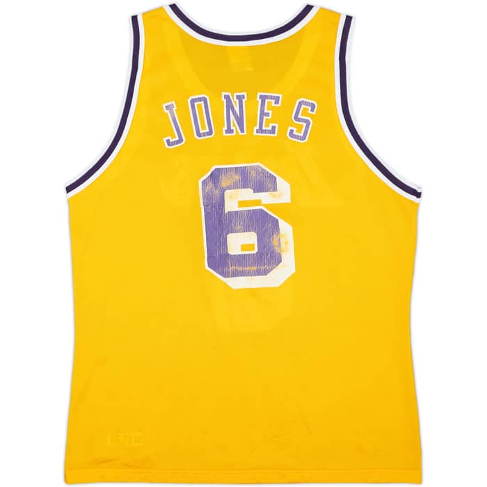 1995-99 LA Lakers Jones #6 Champion Home Jersey - 5/10 - (L)