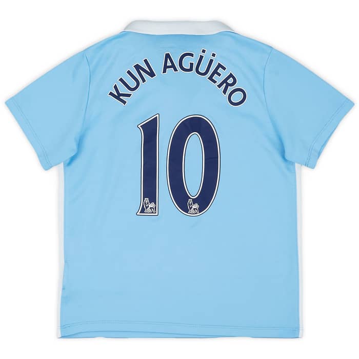 2015-16 Manchester City Home Shirt Kun Aguero #10 - 8/10 - (7-8 Boys)
