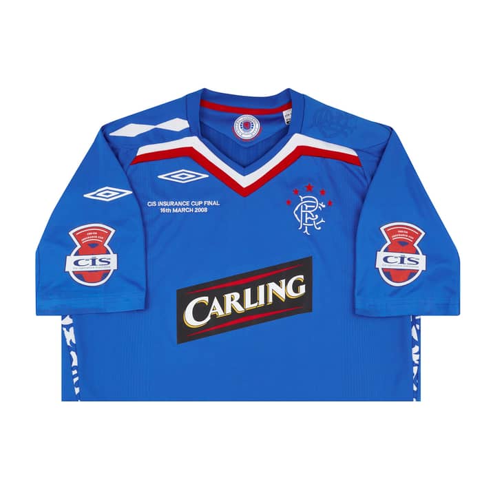2007-08 Rangers Match Issue League Cup Final Home Shirt Papac #5