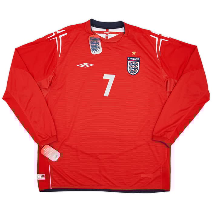 2004-06 England Away L/S Shirt Beckham #7 (XXL)