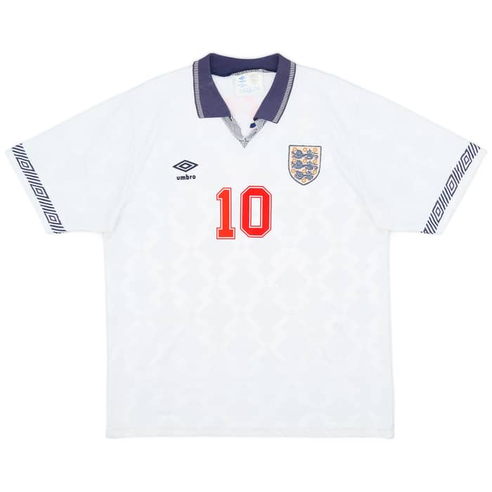 1990-92 England Home Shirt Lineker #10 - 6/10 - (L)