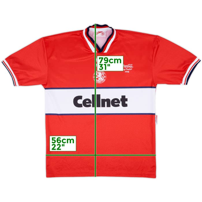1997-98 Middlesbrough Coco-Cola Cup Finalist 1998 Home Shirt - 9/10 - (XL)