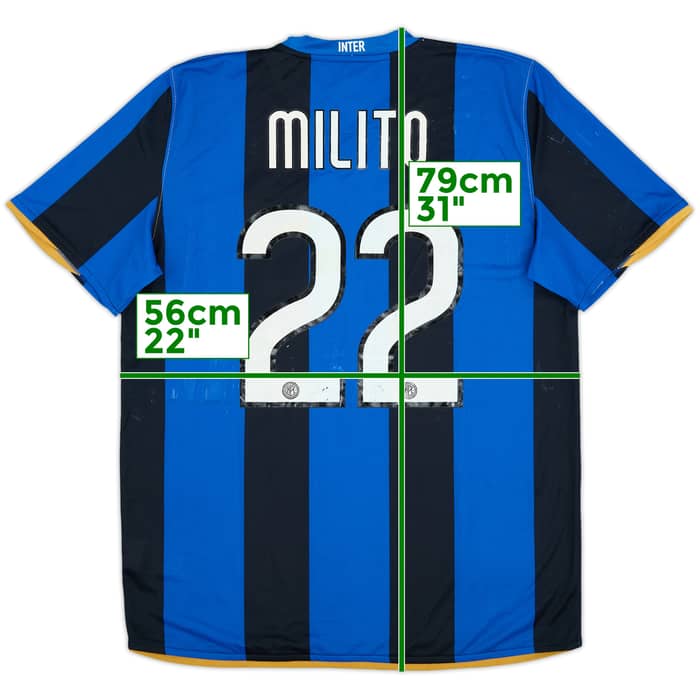 2008-09 Inter Milan Home Shirt Milito #22 (L)