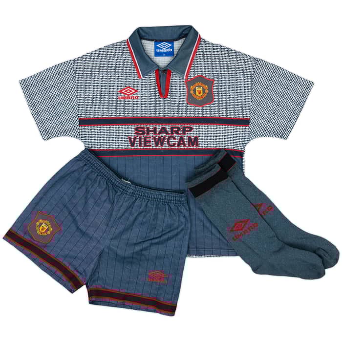 1995-96 Manchester United Away Full Kit - 9/10 - (L.Boys)
