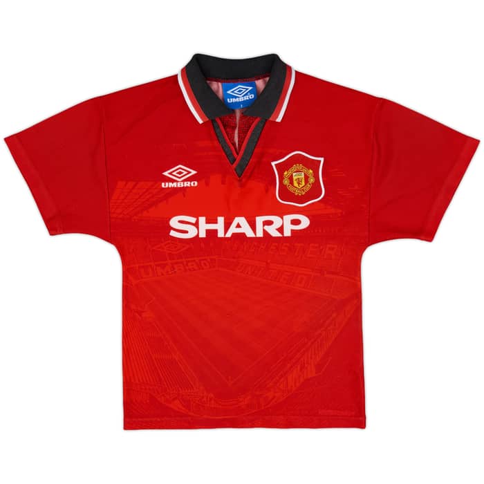1994-96 Manchester United Home Full Kit - 8/10 - (S.Boys)