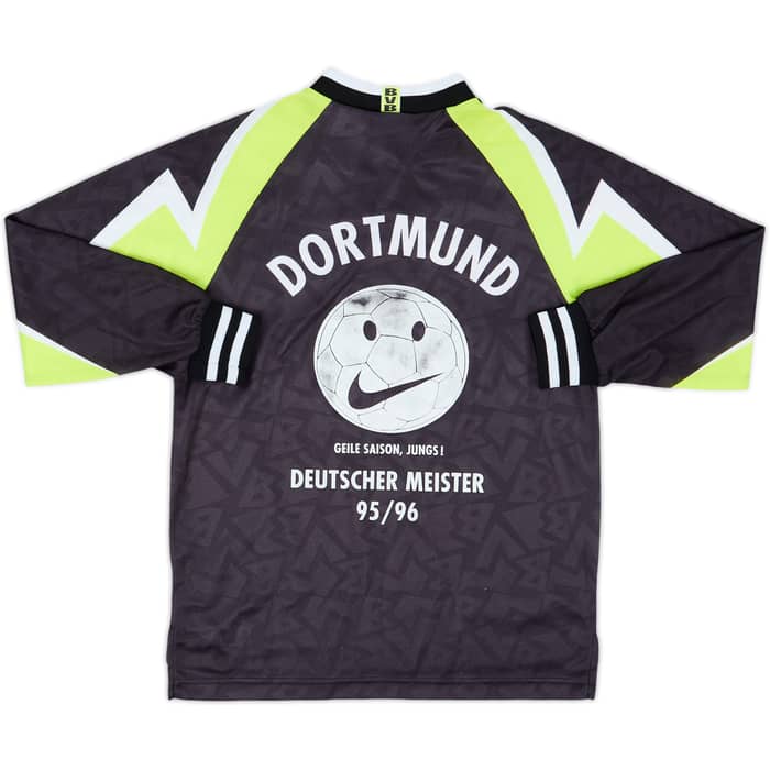 1995-96 Borussia Dortmund Deutscher Meister Away L/S Shirt - 7/10 - (M.Boys)