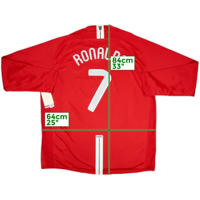 2007-09 Manchester United Home L/S Shirt Ronaldo #7 (XXL)