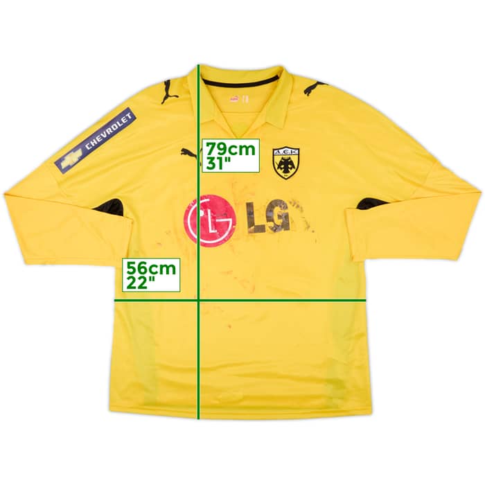 2008-09 AEK Athens Home L/S Shirt - 4/10 - (XXL)