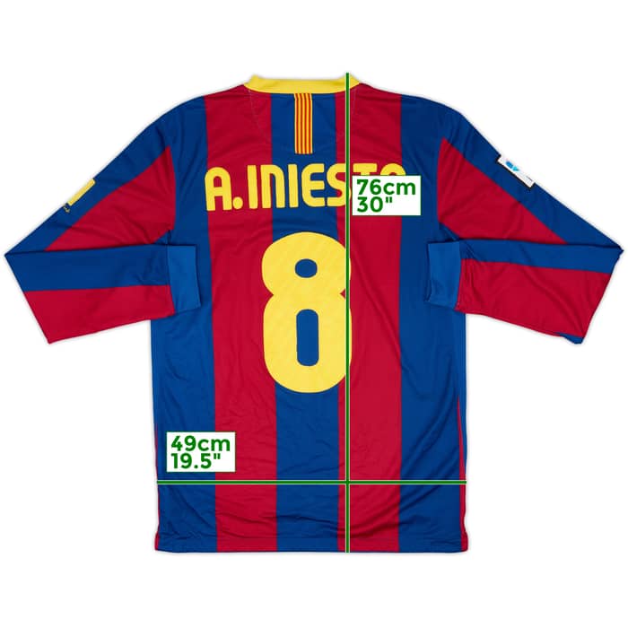 2010-11 Barcelona Home L/S Shirt A.Iniesta #8 - 6/10 - (M)