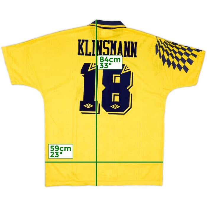 1991-95 Tottenham Away Shirt Klinsmann #18 - 9/10 - (L)