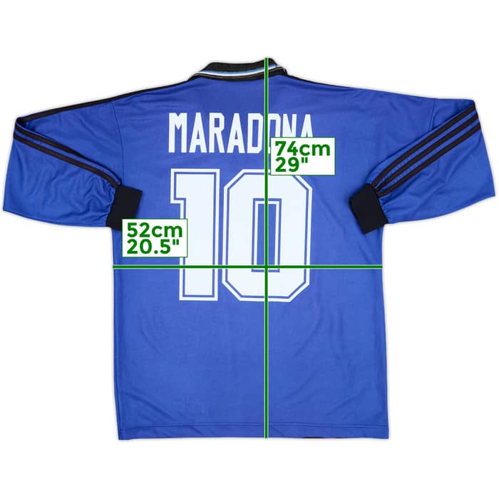 1994-97 Argentina Away L/S Shirt Maradona #10 - 8/10 - (L)