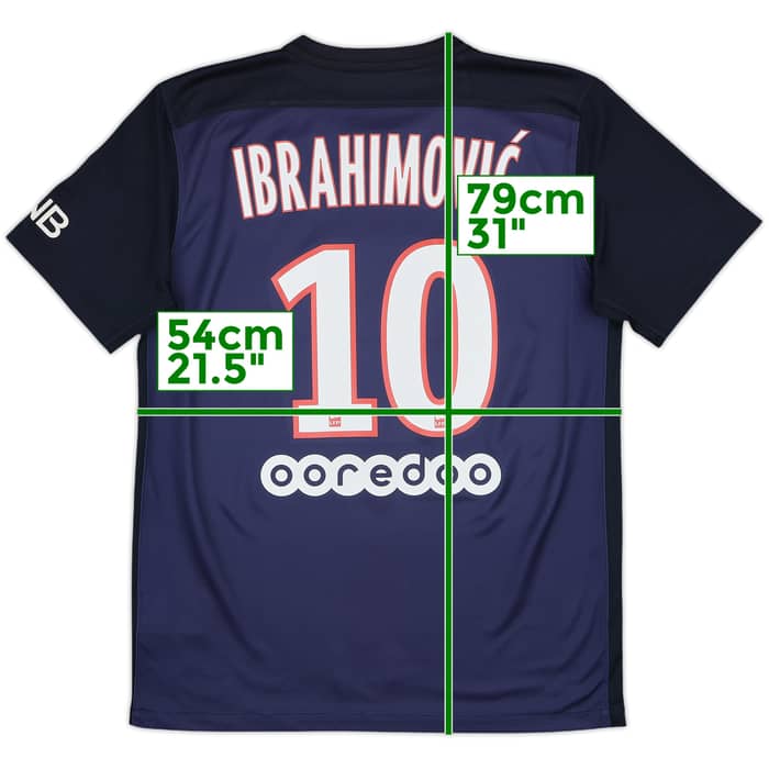 2015-16 Paris Saint-Germain Home Shirt Ibrahimovic #10 - 7/10 - (M)