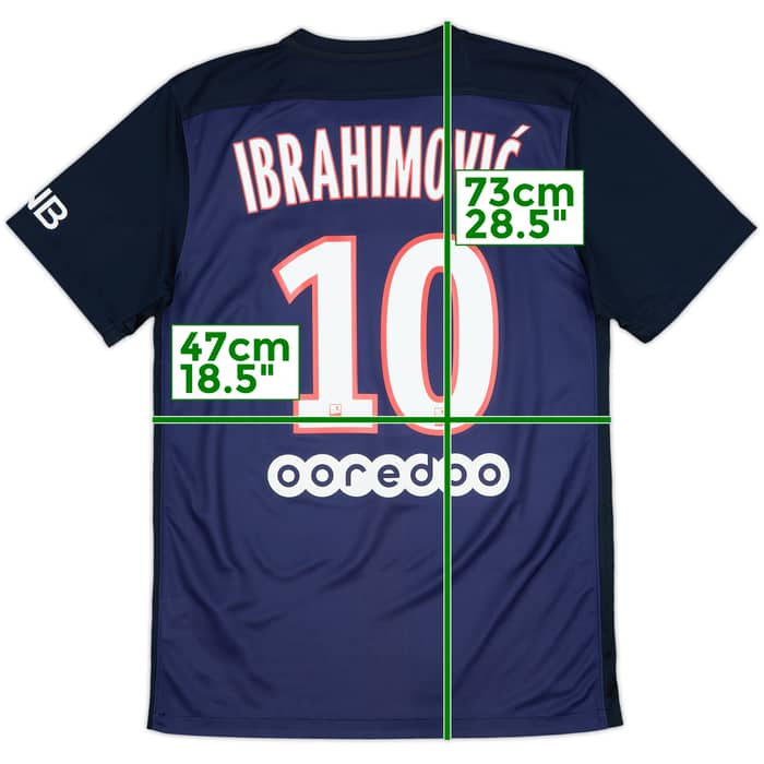 2015-16 Paris Saint-Germain Home Shirt Ibrahimovic #10 - 9/10 - (S)