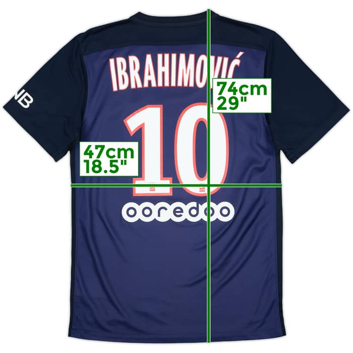 2015-16 Paris Saint-Germain Home Shirt Ibrahimovic #10 - 7/10 - (S)