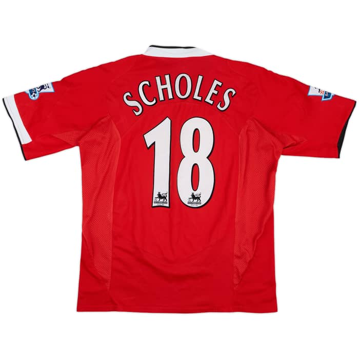 2004-06 Manchester United Home Shirt Scholes #18 - 9/10 - (L)