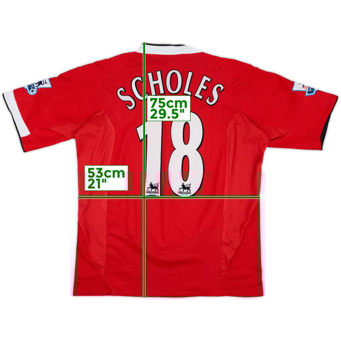 2004-06 Manchester United Home Shirt Scholes #18 - 9/10 - (L)