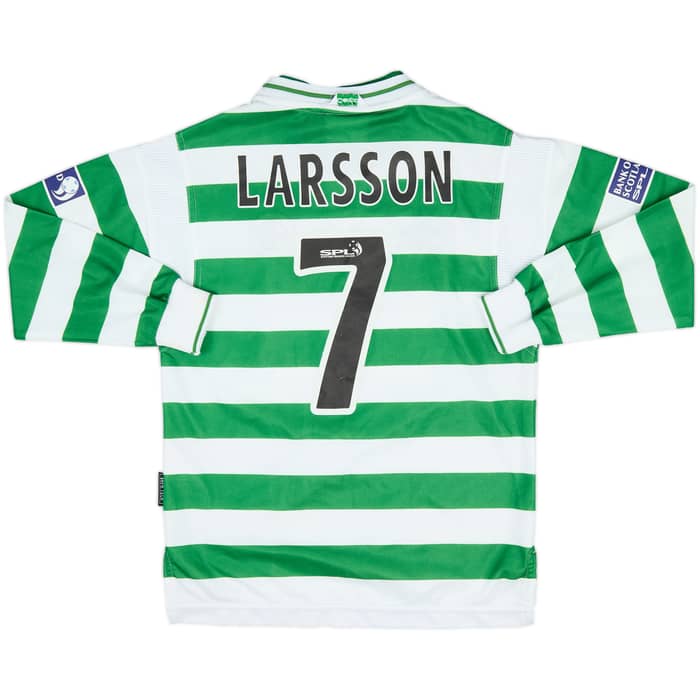 1999-01 Celtic Home L/S Shirt Larsson #7 - 5/10 - (L.Boys)