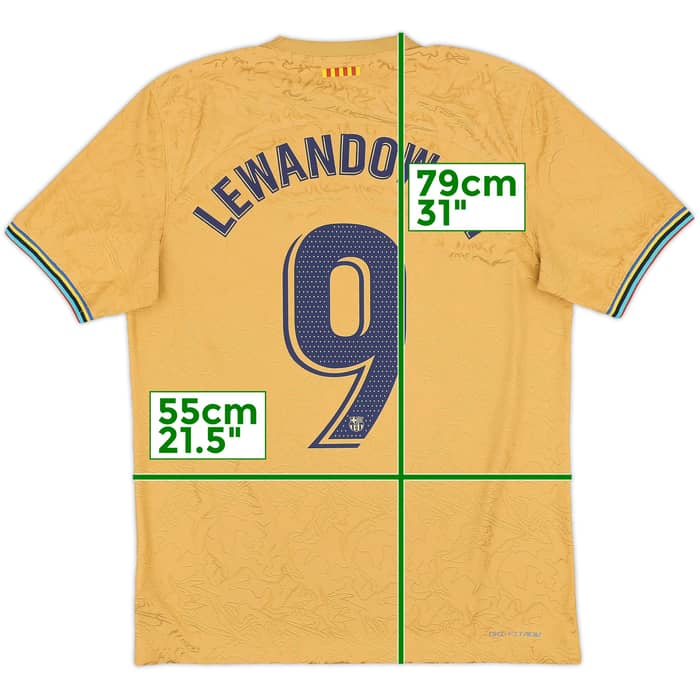 2022-23 Barcelona Authentic Away Shirt Lewandowski #9 - 9/10 - (L)