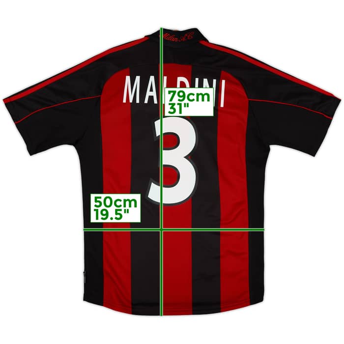 2000-02 AC Milan Home Shirt Maldini #3 - 9/10 - (S)
