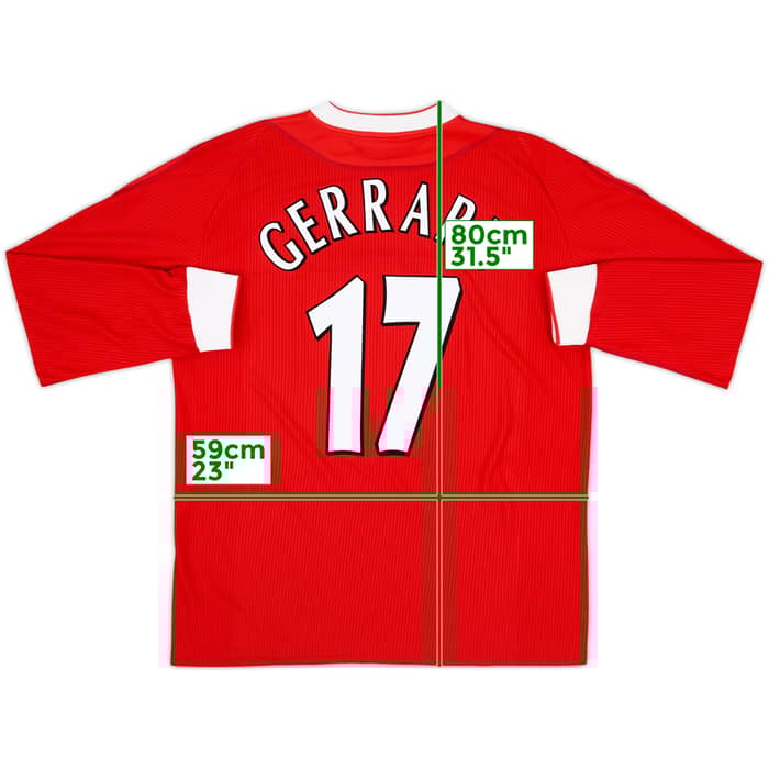 2002-04 Liverpool Home L/S Shirt Gerrard #17 - 9/10 - (L)