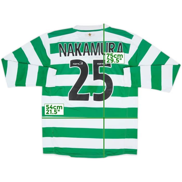 2007-08 Celtic Home L/S Shirt Nakamura #25 - 5/10 - (L)